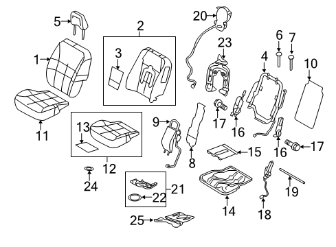2007 Lincoln MKX Front Seat Components Seat Cushion Pad Diagram for 7A1Z-78632A23-C