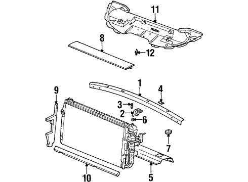 2001 Oldsmobile Aurora Radiator Support Upper Tie Bar Diagram for 25706782