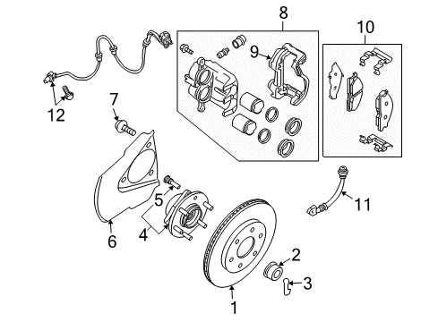 2009 Nissan Pathfinder Front Brakes CALIPER Assembly-Front LH, W/O Pads Or SHIMS Diagram for 41011-ZS60A