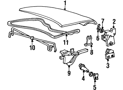 1999 Ford Crown Victoria Trunk Lock Cylinder Diagram for F8MZ-5443262-BB