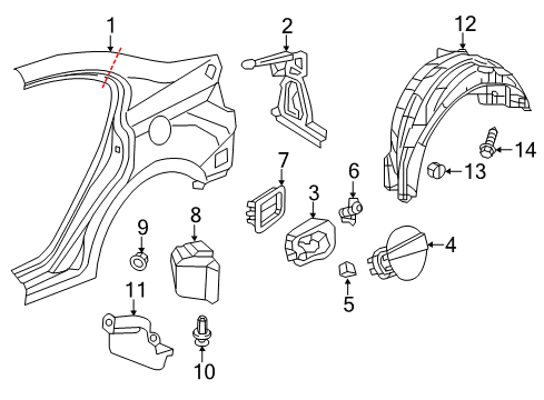 2014 Honda Civic Quarter Panel & Components, Exterior Trim Lid, Fuel Filler Diagram for 63910-TR0-A00ZZ