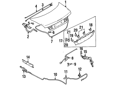 1999 Dodge Avenger Trunk Lid Cylinder Lock Deck Lid Diagram for MR286064