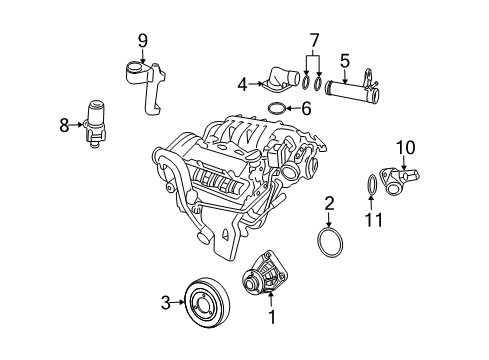 2000 Saab 9-5 Water Pump Seal, Engine Coolant Thermostat Housing(O Ring) Diagram for 9129999