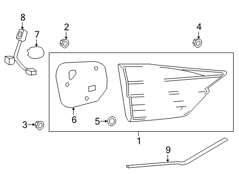 2016 Lexus ES300h Bulbs Protector Rear, Combination Diagram for 81558-24040