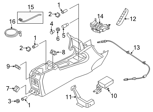 2015 Lincoln MKC Gear Shift Control - AT Gear Shift Assembly Diagram for EJ7Z-7D443-D