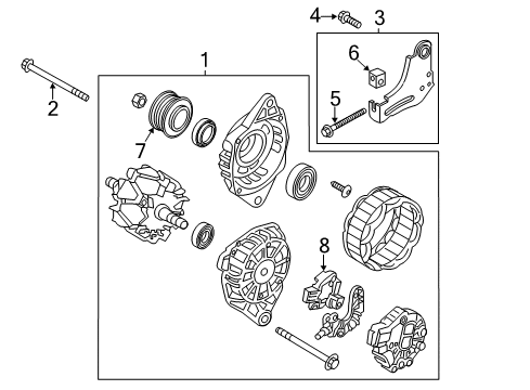 2016 Hyundai Veloster Alternator Generator Assembly Diagram for 37300-2B760