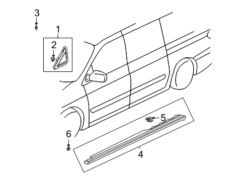 2007 Honda Pilot Exterior Trim - Pillars, Rocker & Floor Garnish Assy., R. Side Sill *NH533* (BUMPER DARK GRAY) Diagram for 71800-S9V-A00ZA