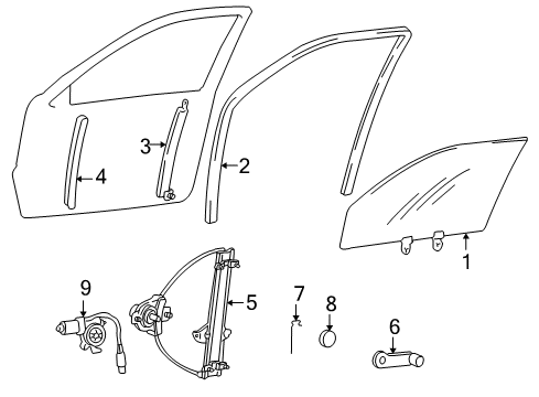 2004 Hyundai Accent Front Door Run-Front Door Window Glass LH Diagram for 82530-25001