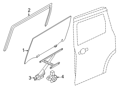 2012 Nissan Quest Sliding Door Glass Assembly-Slide Door, RH Diagram for 82300-1JA0B