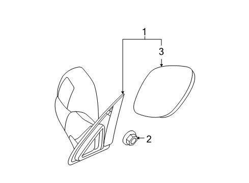 2010 Dodge Ram 1500 Outside Mirrors Mirror-Outside Rearview Diagram for 1QL211S2AF