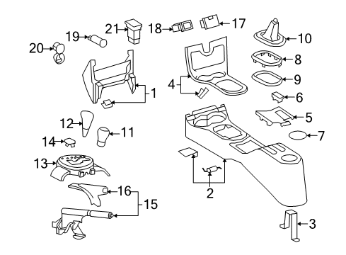 2012 Scion xD Parking Brake Box Assembly Cover Diagram for 55539-52070-C0