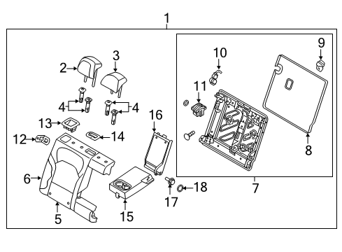 2019 Hyundai Elantra GT Rear Seat Components Garnish-Rear Seat Back Diagram for 89331-G2000-TRY