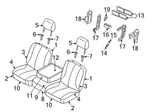 2009 Dodge Ram 3500 Front Seat Components Front Seat Center Cushion Diagram for 1FE811J3AA