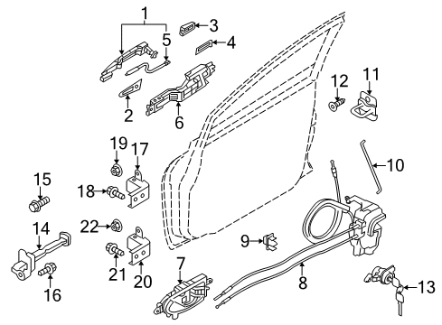 2011 Nissan Leaf Front Door - Lock & Hardware Cylinder Set-Door Lock, LH Diagram for H0601-1AA1A