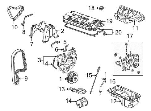 2001 Honda Accord Intake Manifold Cap Assembly, Oil Filler Diagram for 15610-PAA-A00
