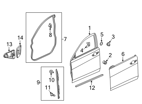 2018 Acura TLX Front Door Barrier A, Right Front Do Diagram for 72322-TZ3-A02