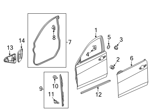 2016 Acura TLX Front Door Plug, Left Front Door Diagram for 72358-TZ3-A00