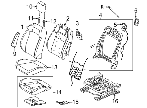 2016 Ford Mustang Front Seat Components Seat Cushion Pad Diagram for FR3Z-63632A22-B