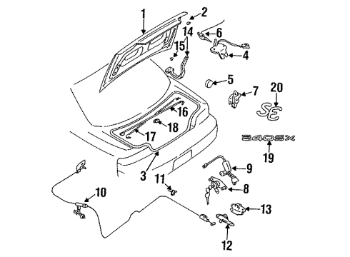 1995 Nissan 240SX Trunk Lid & Components, Exterior Trim Hinge Assy-Trunk Lid, RH Diagram for 84400-65F00