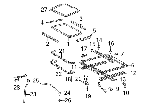 1999 Lexus RX300 Sunroof Garnish, Sliding Roof Side, RH Diagram for 63217-48010