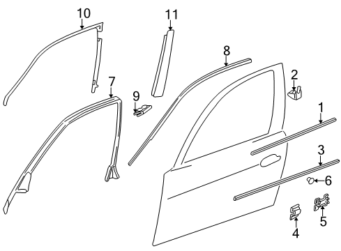 1997 BMW 740iL Exterior Trim - Front Door Exterior Left Front Moulding Diagram for 51218150089