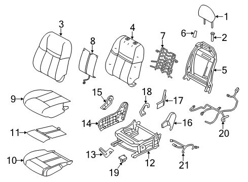 2015 Nissan Rogue Passenger Seat Components Pad-Front Seat Cushion Diagram for 87311-4BS3A