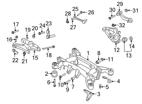 2013 BMW X5 Rear Suspension, Lower Control Arm, Upper Control Arm, Ride Control, Stabilizer Bar, Suspension Components Rubber Mount Wishbone, Left Diagram for 33326796001