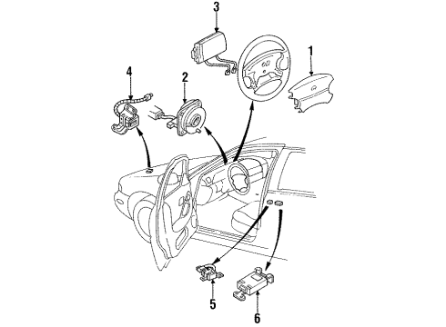 1994 Infiniti J30 Air Bag Components Steering Air Bag Wire Assembly Diagram for B5554-10Y10