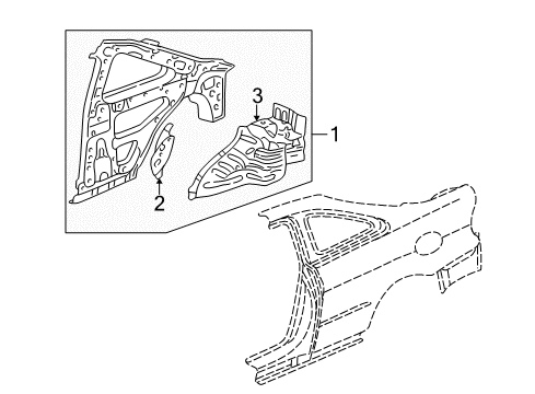 2003 Acura CL Inner Structure - Quarter Panel Panel, Left Rear Inside Diagram for 64700-S3M-A01ZZ