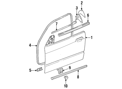 1993 BMW 318is Door & Components Inner Right Window Channel Cover Diagram for 51211977674