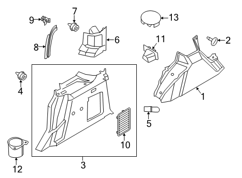 2022 Ford Transit Connect Interior Trim - Side Panel Cup Holder Diagram for DT1Z-5413562-AE
