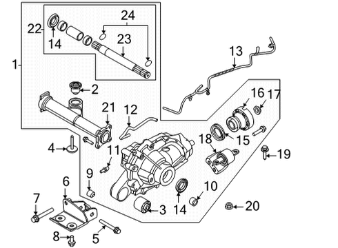 2022 Ford Bronco Carrier & Components - Front Coupling Nut Diagram for KB3Z-4320-A