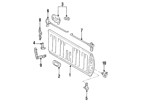 1996 Toyota T100 Gate & Hardware Handle Diagram for 69090-34010