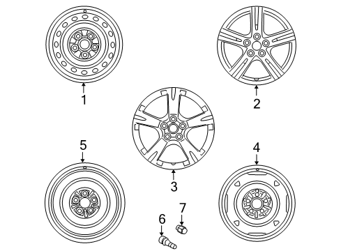 2010 Pontiac Vibe Wheels Wheel Rim Assembly, 17X7 Diagram for 19205356