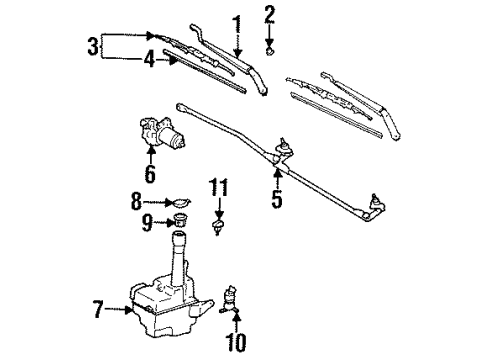 1996 Toyota Avalon Wiper & Washer Components Front Windshield Wiper Arm, Left Diagram for 85221-07010