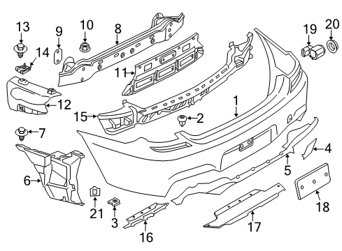 2013 BMW 640i Gran Coupe Parking Aid Set, Mounts, Pdc Sensor, Rear Diagram for 51122221612
