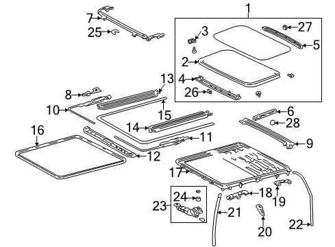 1997 Toyota RAV4 Sunroof Shim, Sliding Roof Panel Diagram for 63277-20020