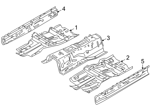 2013 Infiniti EX37 Pillars, Rocker & Floor - Floor & Rails Floor-Front, LH Diagram for G4321-1BAMA