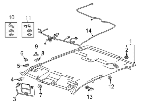 2022 GMC Sierra 3500 HD Interior Trim - Cab Dome Lamp Assembly Diagram for 84281473