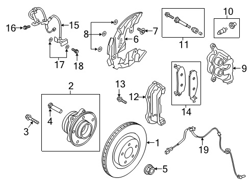 2021 Lincoln Aviator Front Brakes Caliper Diagram for L1MZ-2B120-G