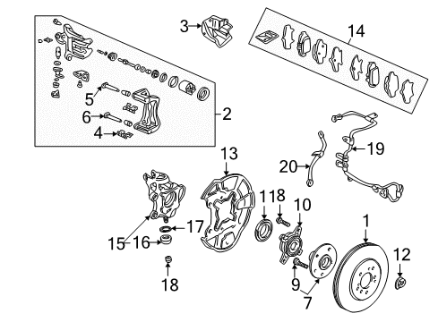 2001 Acura NSX Rear Brakes Caliper Sub-Assembly, Left Rear Diagram for 43019-SL0-J02