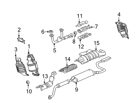 2006 Honda Odyssey Exhaust Components Silencer, Complete Exhaust Diagram for 18307-SHJ-305