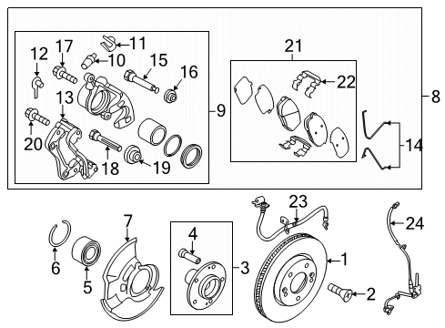 2020 Kia Rio Front Brakes Front Wheel Hub Assembly Diagram for 51750H9000