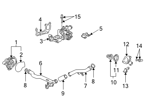 2001 Honda Civic Powertrain Control Thermostat Assembly (Fuji Thompson) Diagram for 19301-PLC-315