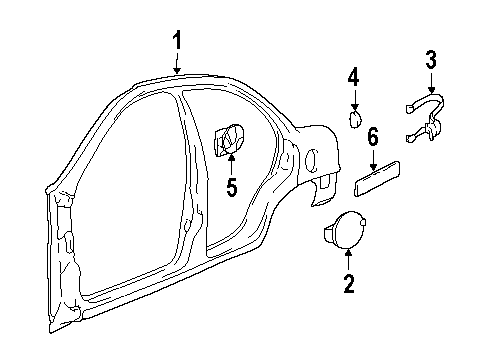 2001 Chevrolet Metro Quarter Panel & Components Spring, Fuel Tank Filler Door Diagram for 30013803