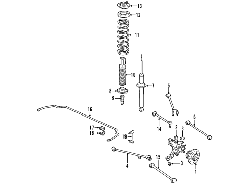 2002 Acura CL Rear Suspension Components, Lower Control Arm, Upper Control Arm, Stabilizer Bar Spring, Rear Diagram for 52441-S3M-A01