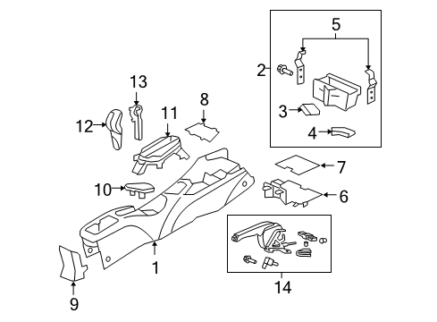 2011 Honda Insight Parking Brake Escutcheon Set, Console (Silver) Diagram for 54715-TM8-A51ZA