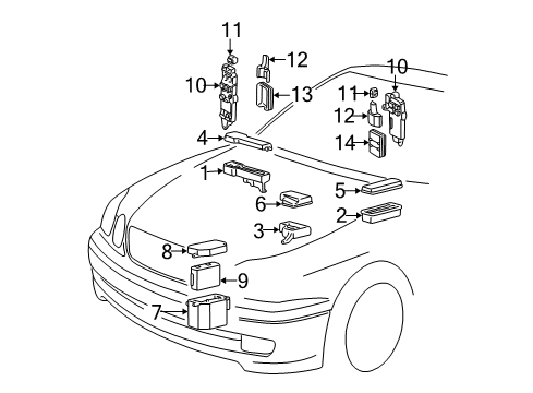 2002 Lexus GS300 Electrical Components Block, Passenger Side Junction Diagram for 82733-30011