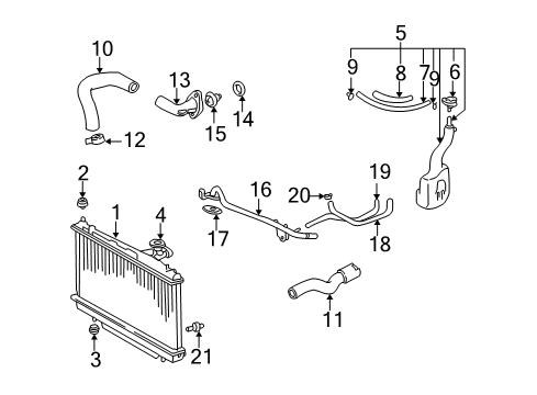 2003 Toyota RAV4 Radiator & Components Upper Hose Diagram for 16572-28030