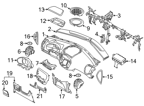 2018 Kia Soul Instrument Panel Cover Assembly-Crash Pad Side Diagram for 84766B2000EQ